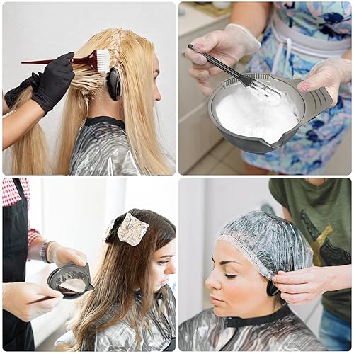 Miniatura 6 de Juego de 25 piezas de tinte para el cabello, tazón de tinte para teñir el cabello, cepillo para cubrir las orejas, clips para guantes, bolsa de