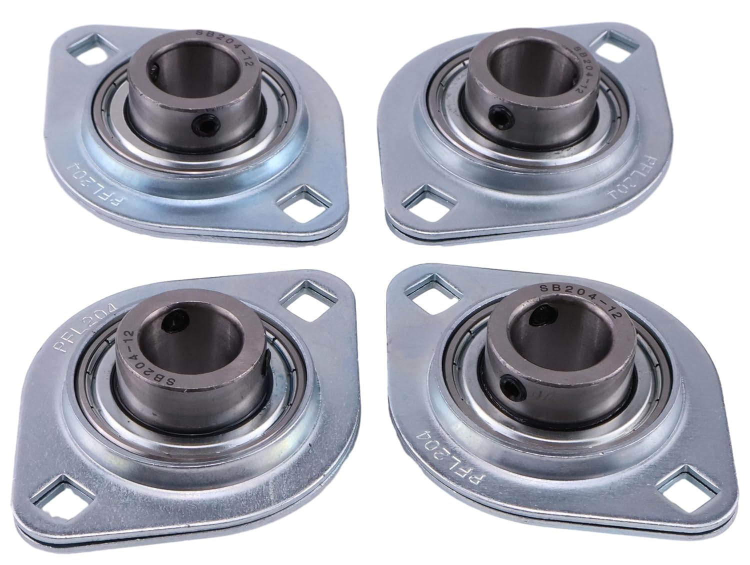 4X 3/4" Pressed Steel Two Bolt Flange Bearings SBPFL204-12 SBSFL204-12 Compatible with Dump Truck Tarp Systems (4)