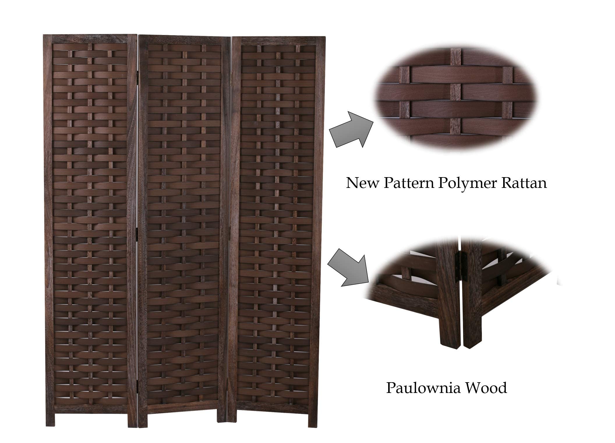 COZAYH 3 Panel 67” Paulownia Wood Screen Room Divider, Folding Room