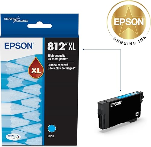 Miniatura 8 de Epson T812 DURABrite Ultra Ink Cartucho cian de alta capacidad (T812XL220-S) y T812 DURABrite Ultra Ink Cartucho amarillo de alta capacidad