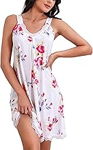 Uniexcosm Women's Nightdresses Sleeveless Nighties Cotton Lace Nightgown V Neck Chemise Sexy Negligee for Ladies Nightshirts Nightwear Loose Plus Size Jersey Lingerie