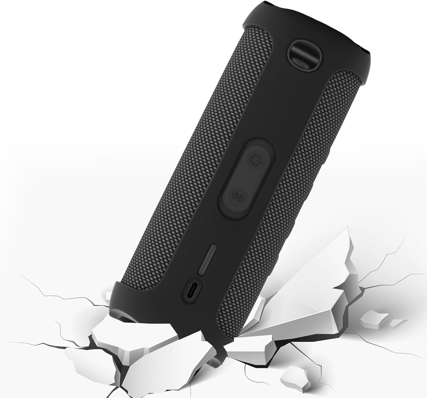 Geekria Silicone Speaker Case Cover, Compatible with JBL Flip 5, Protective Waterproof Soft Skin, Replacement Portable Speakers Travel Carrying Sleeve with Keychain Hook (Black) - Image 2