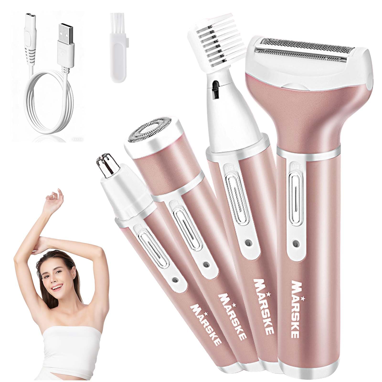 4 In 1 Rasoio Elettrico Donna,Rasoio Intimo Donna Display a LED,Depilazione Intima donna Dock di Ricarica USB,Donnas wet & dry,Rasoio Viso Donnas per Ascelle/sopracciglio