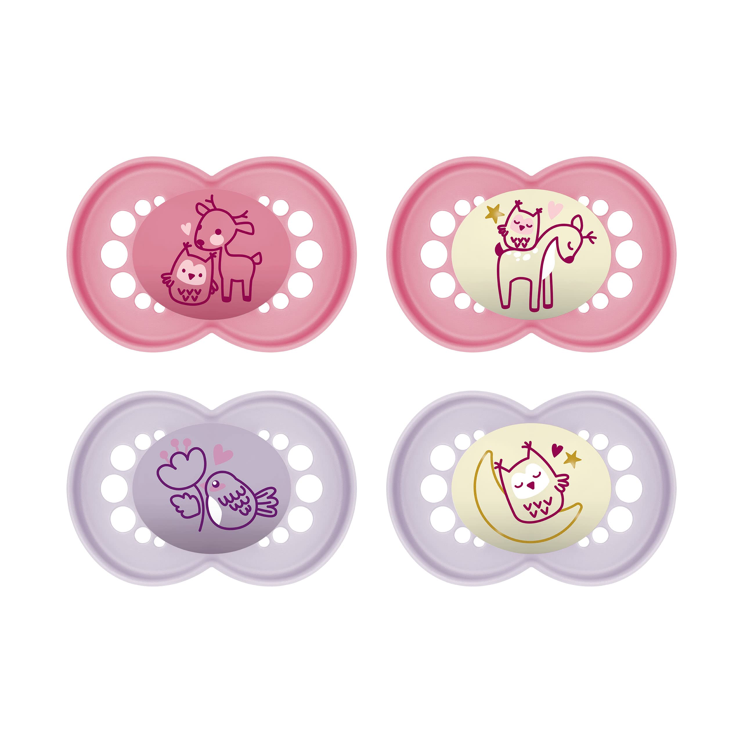 MAM Original Pure Day Night Dummies, Set of 4, Baby Dummy Made