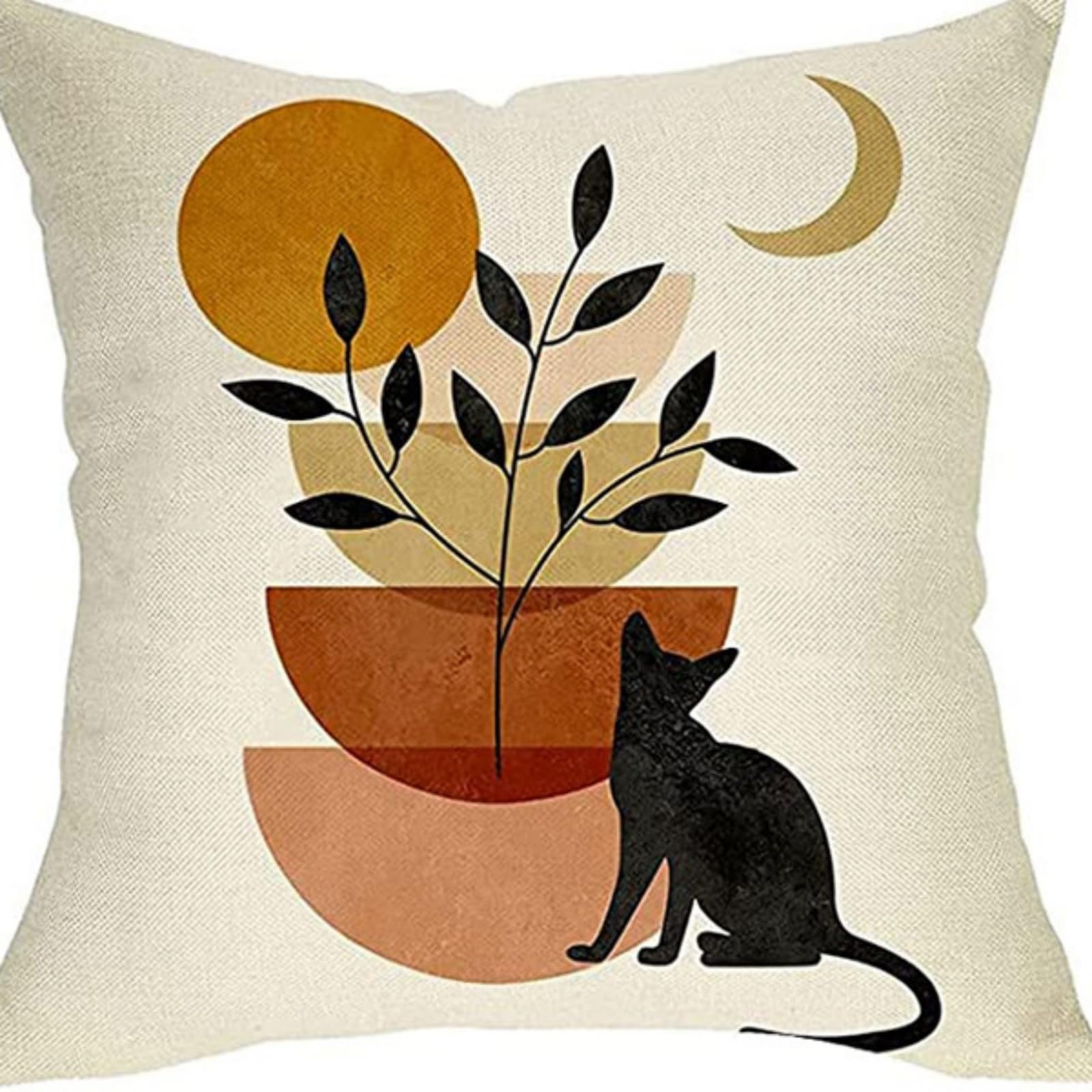 Cushion Covers 60cm x 60cm Yellow Moon Large cushions with covers included - Linen Square Decorative Throw Pillowcases with Invisible Zipper, for Livingroom Sofa Bedroom