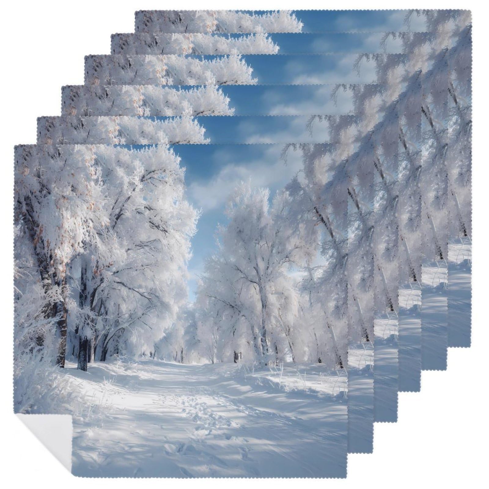 Servilletas de tela reutilizables con elegante estampado de bosque nevado para mesas distinguidas