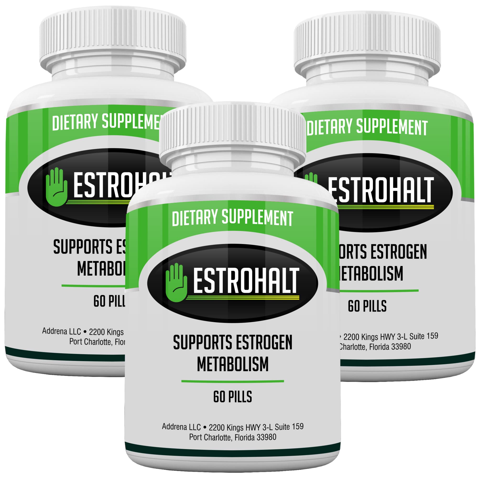 Estro-Halt 3 Pack 180 Tablets- DIM Supplement (Diindolylmethane) and Indole-3-Carbinol (I3C) Best Estrogen-Blocker for Women & Men | Natural Aromatase Inhibitor Vitamin to Help PCOS, Menopause and PMS