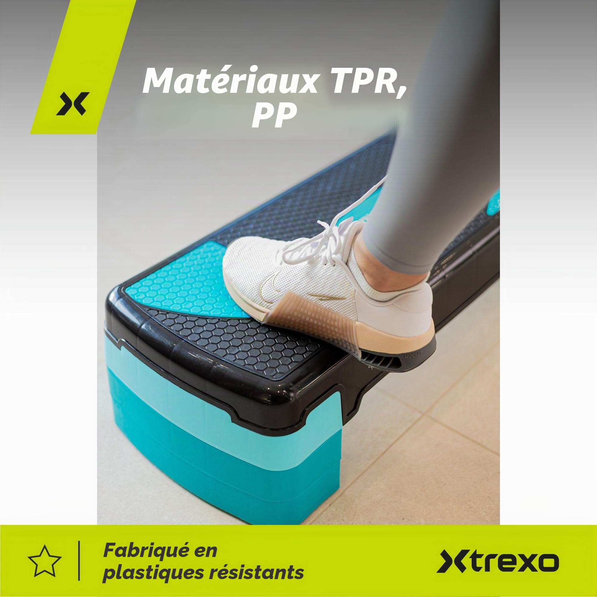 TREXO Marche aérobique 78 x 30 cm hauteur réglable 10-20 cm polypropylène TPR cardio fitness