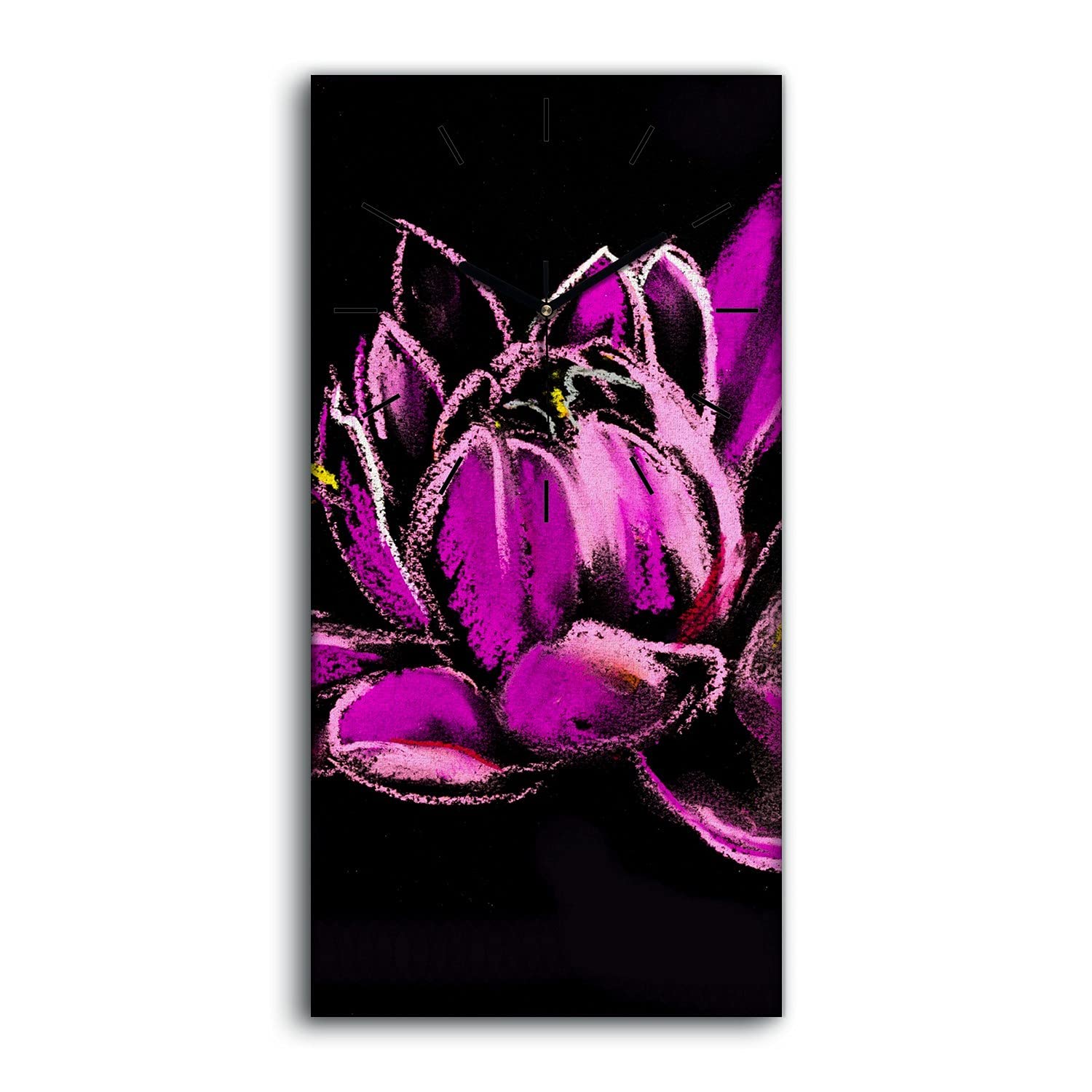 Horloge sur toile moderne 30x60 décoration murale fleurs salon