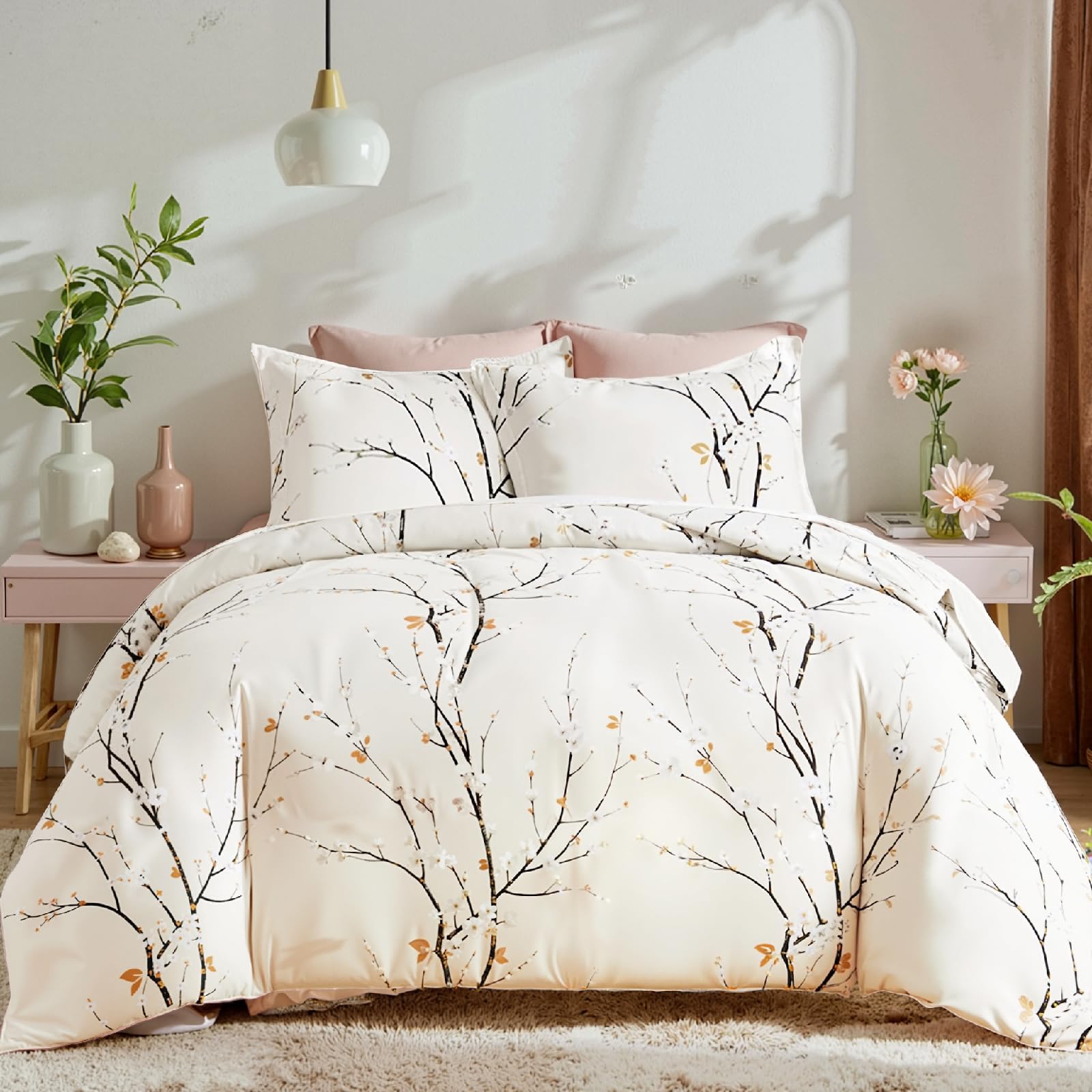 Freyamy Gestreifte Bettwäsche 135x200 Gestreift Aesthetic Bettwäsche Sets | Streifen Wendebettwäsche, 4teilig Bettwäsche-Sets, Microfaser ÖKO-TEX Bettbezug mit Reißverschluss und Kissenbezug 80x80cm