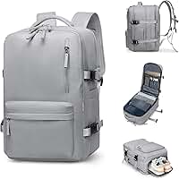 Romantic Crown Mochila de Viagem Expansivel Avião Grande Feminina,Mochila Executiva Masculina Impermeável Reforçada para Notebook,Casual Esportes Hiking Escola Presente (Cinza)