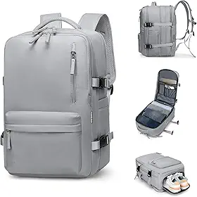 Romantic Crown Mochila de Viagem Expansivel Avião Grande Feminina,Mochila Executiva Masculina Impermeável Reforçada para Notebook,Casual Esportes Hiking Escola Presente (Cinza)