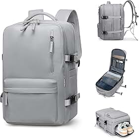 Romantic Crown Mochila de Viagem Expansivel Avião Grande Feminina,Mochila Executiva Masculina Impermeável Reforçada para Notebook,Casual Esportes Hiking Escola Presente (Cinza)