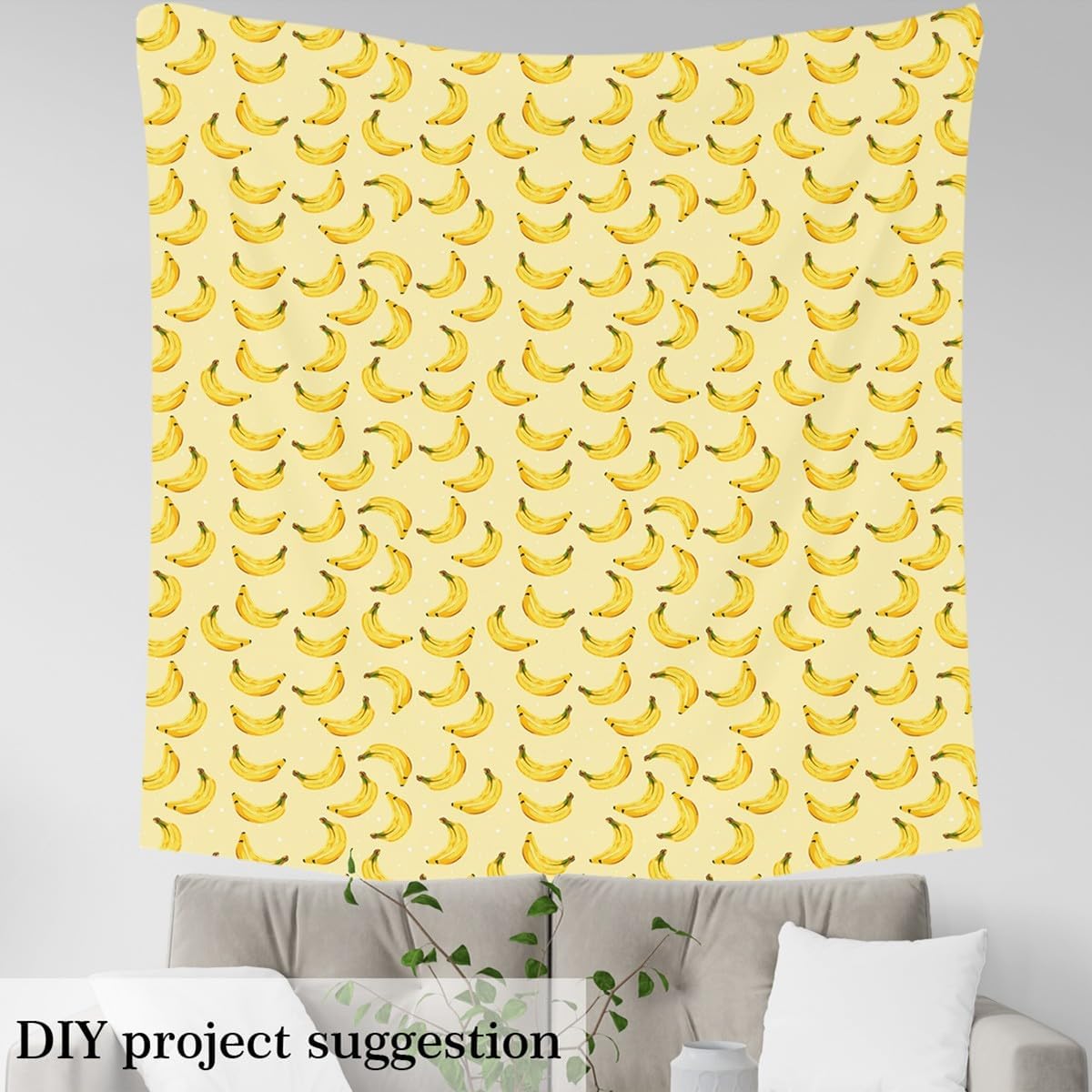Banana Fabric by The Yard Watercolor Yellow Fruits Decorative Fabric for Teens Sewing Lovers Tropical Fruit Oil Painting Design Fabric for DIY Outdoor Indoor Furnishing Hobby 5 Yards,180" L x 59" W