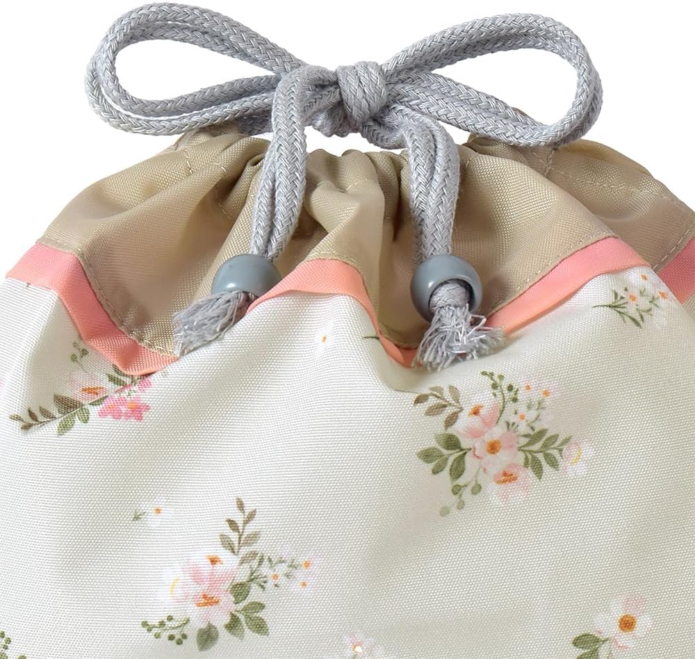 COLORFUL CANDY STYLE NL701700 Drawstring Lunch Bag with Gusset, Includes Name Tag, Water Repellent, Non-Iron, Petite Bouquet, Water Repellent, Lightweight, Stain Resistant, Wrinkle Resistant,