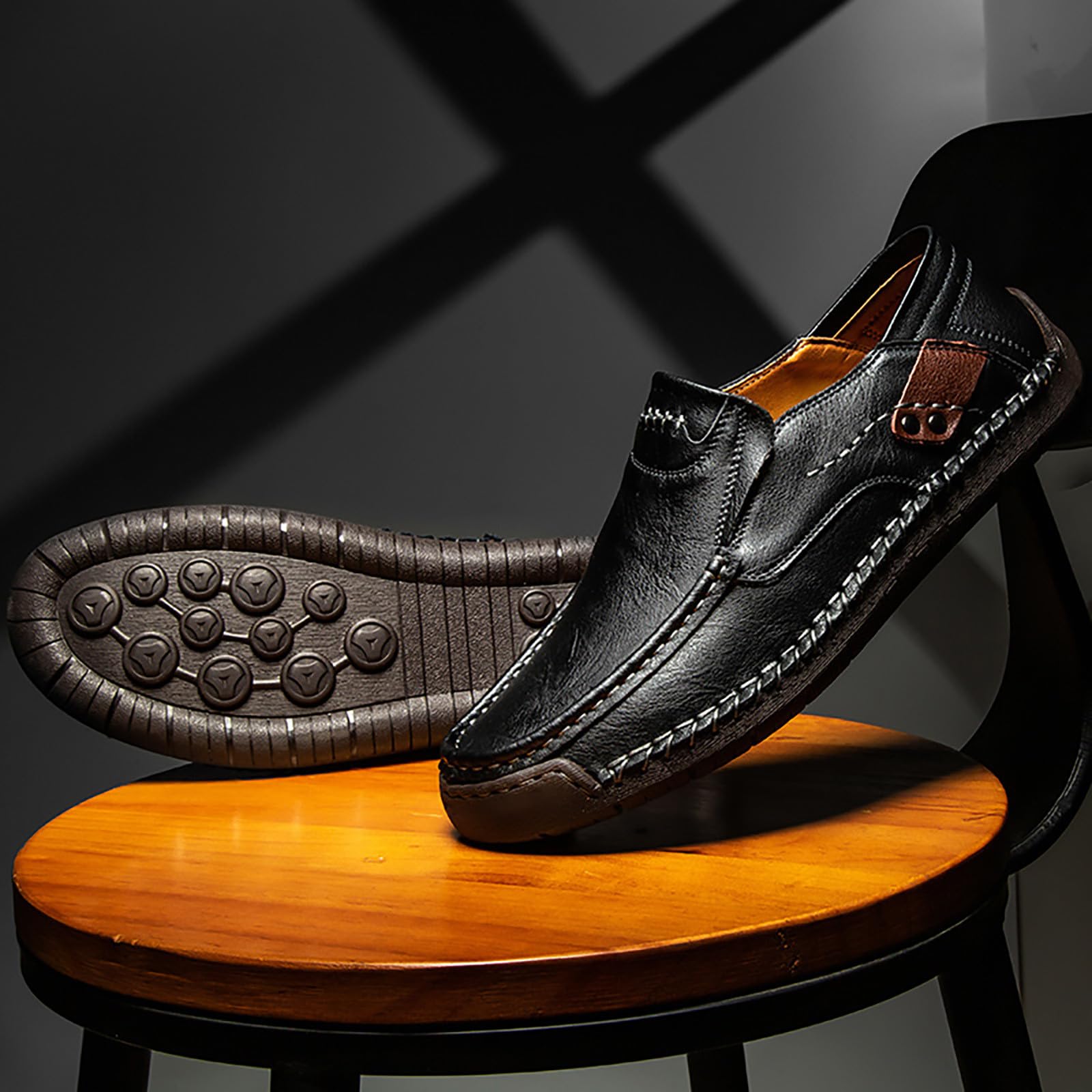 Zapatos de piel sintética para hombre, estilo retro, ligeros, de corte