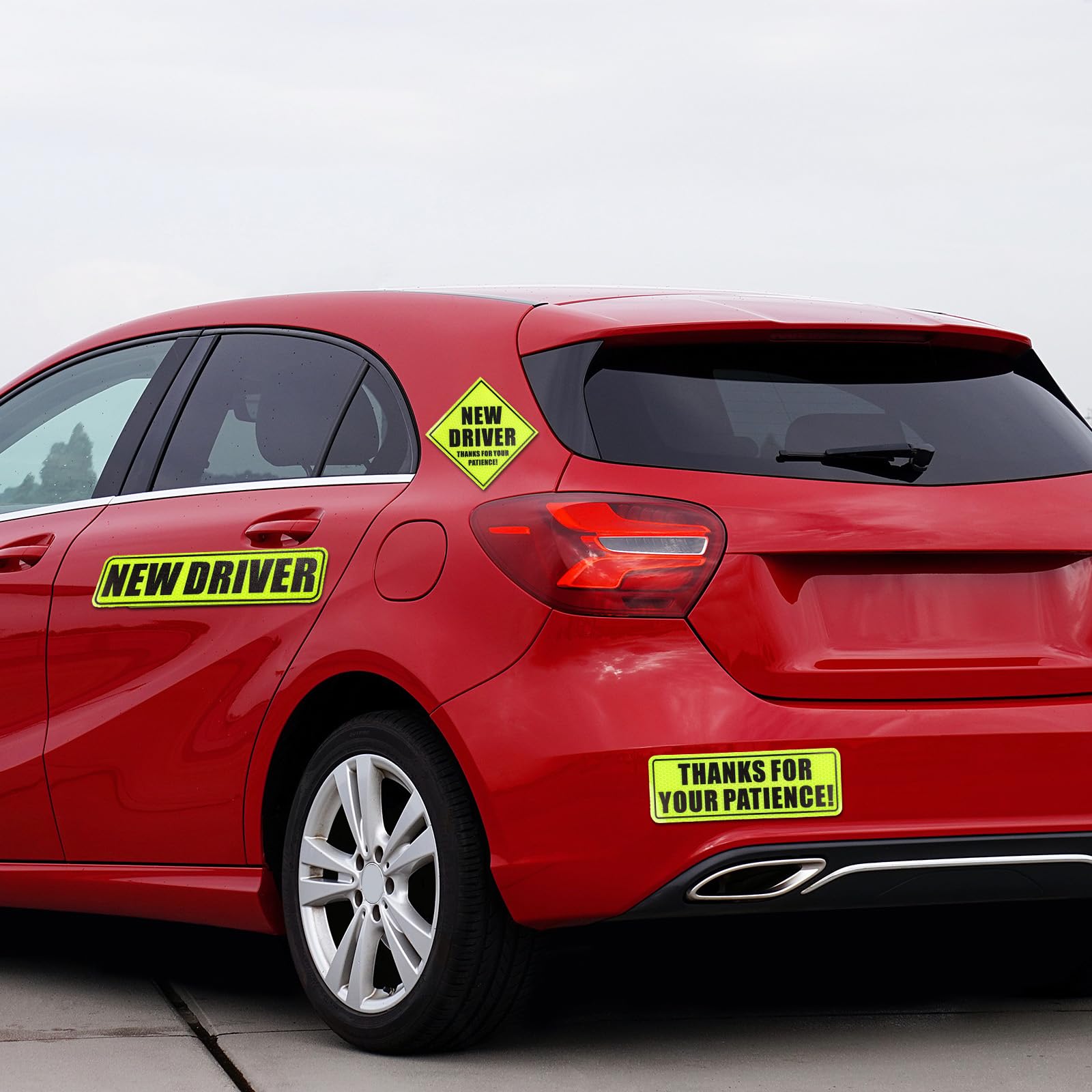 Magnetico New Driver Adesivo - 3 Pezzi, Giallo Riflettente, Per Auto, Avviso Conducente Principiante - Foto 4