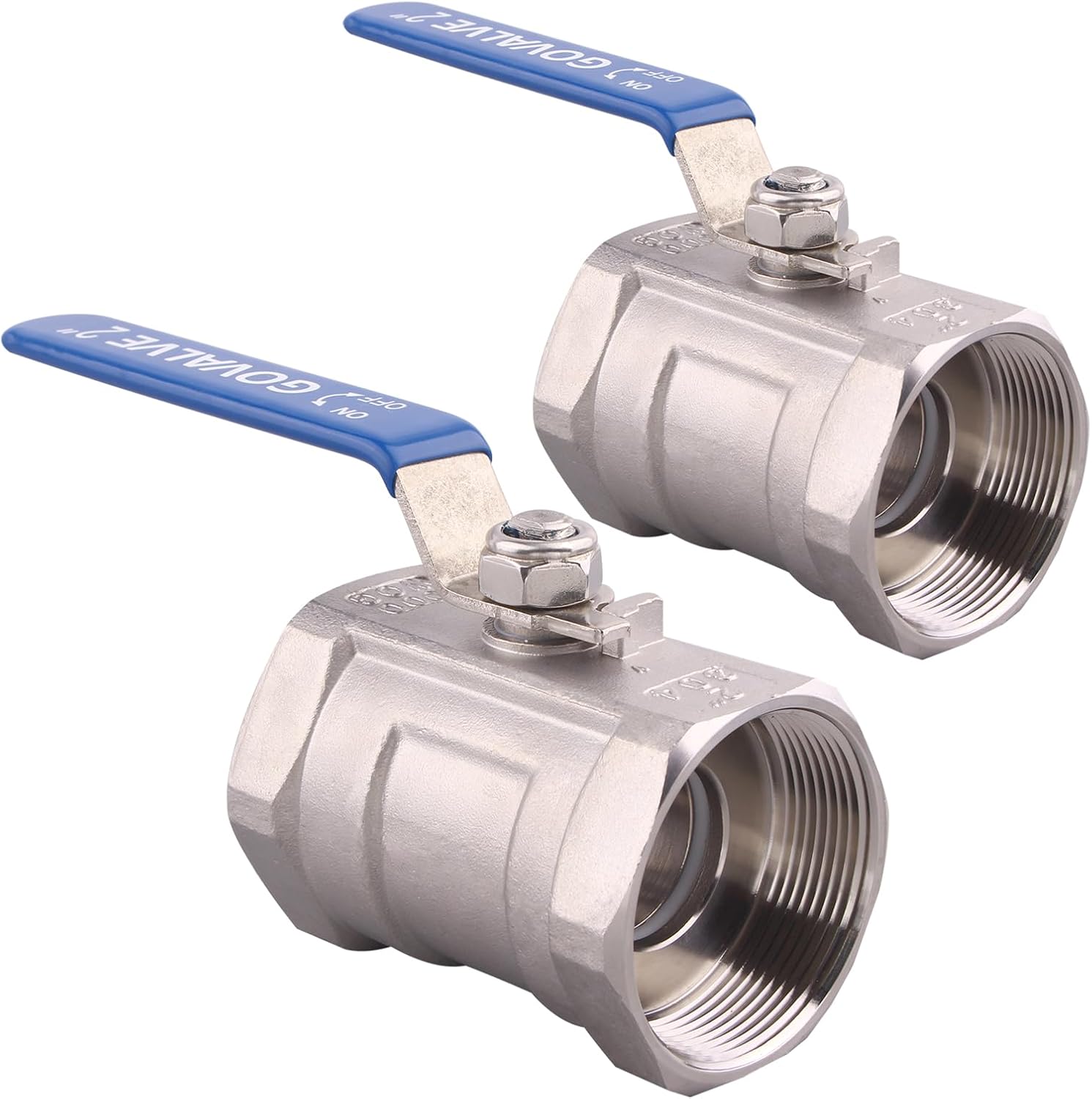 1PC Ball Valve Stainless Steel - 2" NPT Female Standard Port 1-Piece Type Ball Valve For water oil and gas (pack of 2)