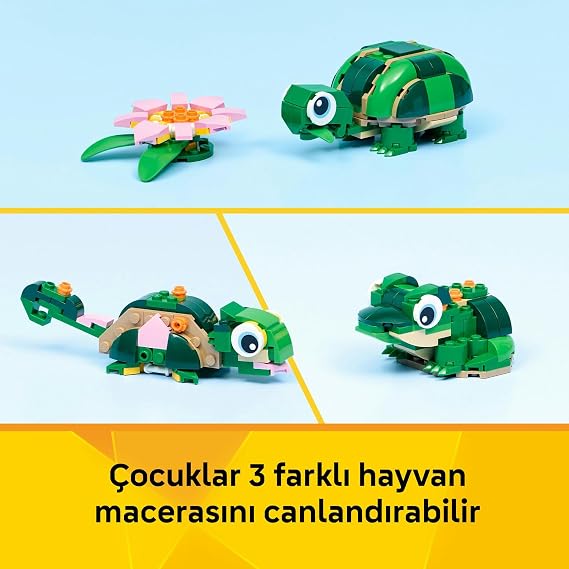 LEGO Creator 3’ü 1 Arada Kaplumbağa ile Nilüfer Çiçeği 31377 – 7 Yaş Üzeri Çocuklar için Bukalemun veya Kurbağaya Dönüşebilen Yaratıcı Oyuncak Yapım Seti, Eğlenceli Yılbaşı Hediyesi Fikri (124 Parça)