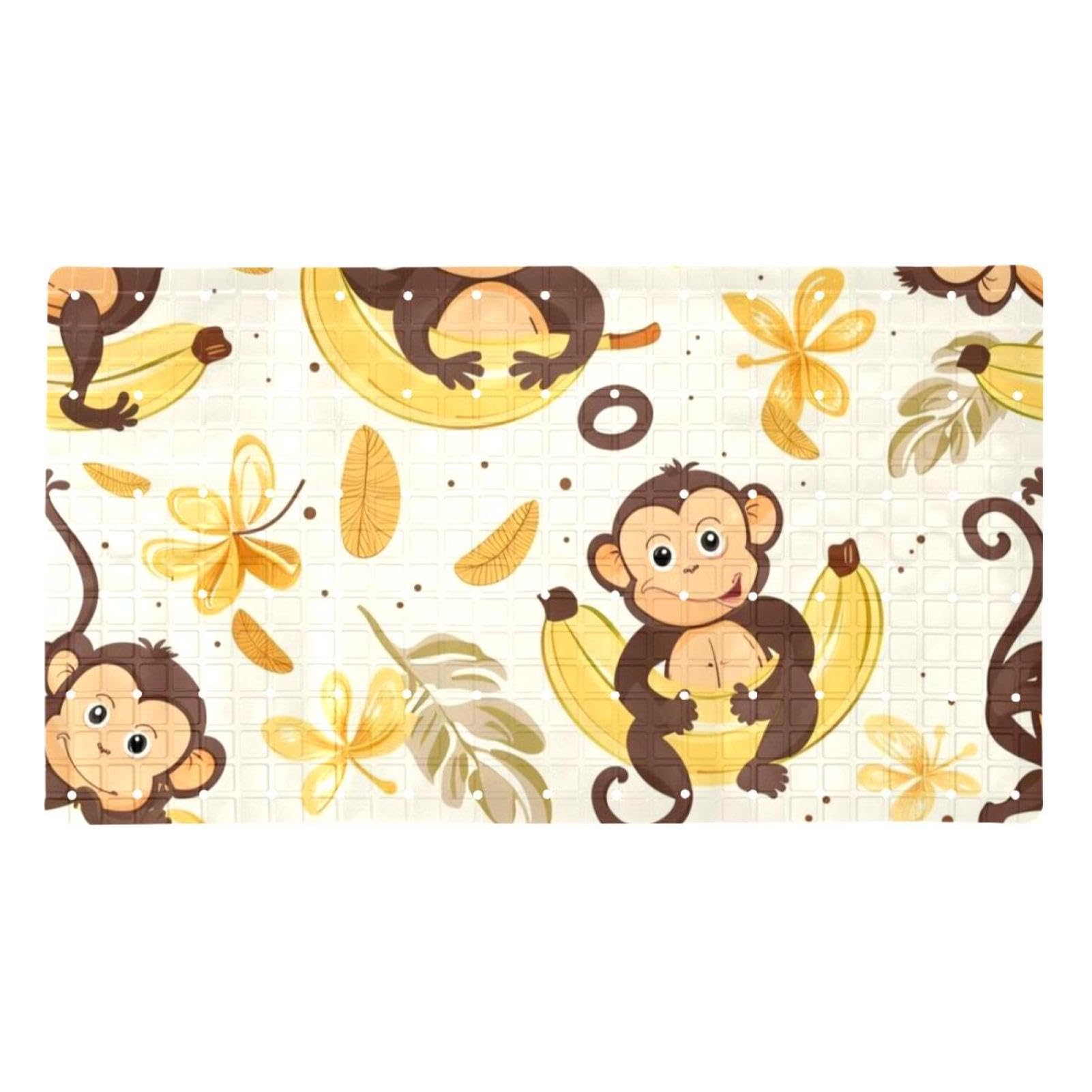 Tapis de bain séchage rapide et antidérapant motif singes rigolos pour douche et baignoire