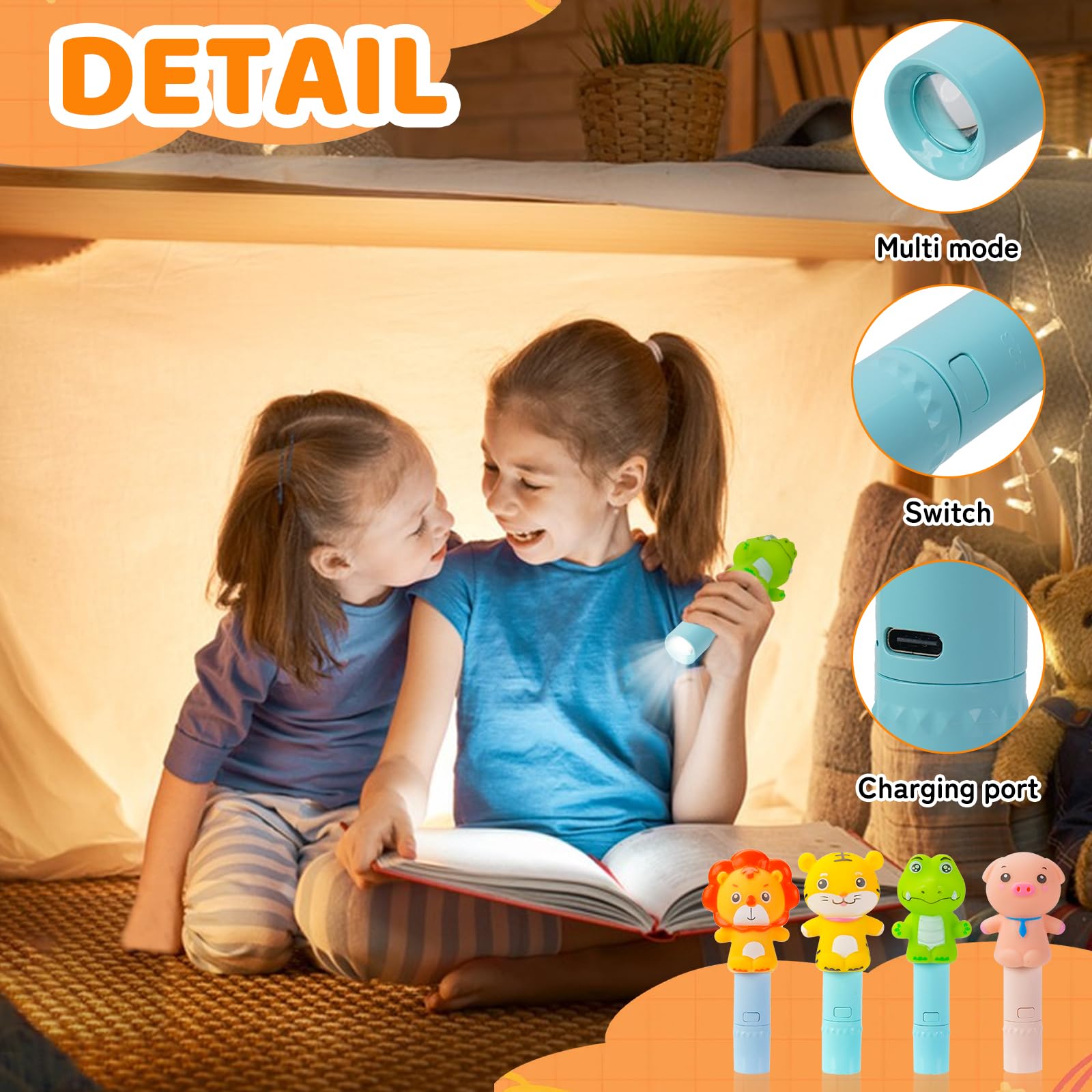 Darlur 10 Pack Small Mini Cute Kids Flashlight, Rechargeable Animal Flashlights for Boys Girls : Tools & Home Improvement