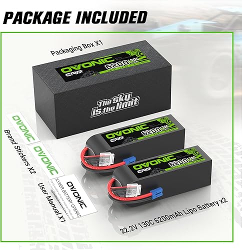 Miniatura 6 de OVONIC 6S LiPo Batería 6200mAh 22.2V 130C RC Batería con EC5 Conector
