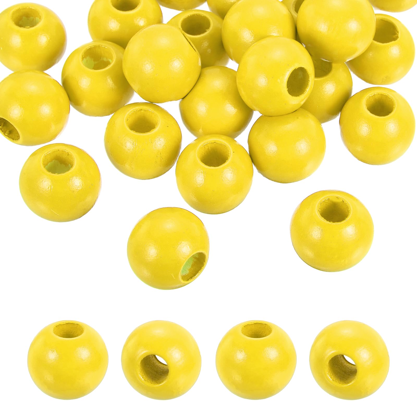 PATIKIL 25pcs 25mm Yellow Natural Wood Beads with 10mm Hole โ image 1