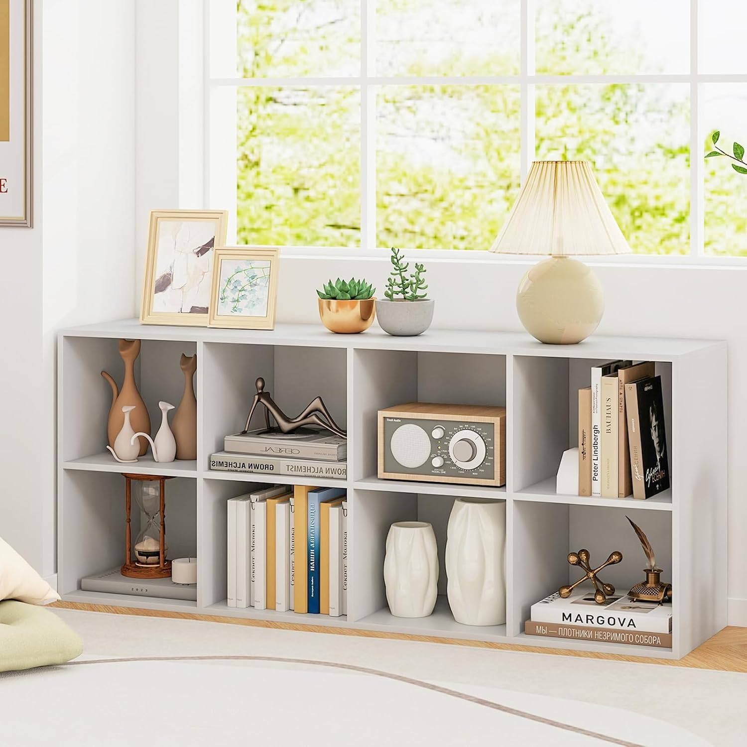 8 Cube Storage Organizer, Vertical & Horizontal Book Shelf