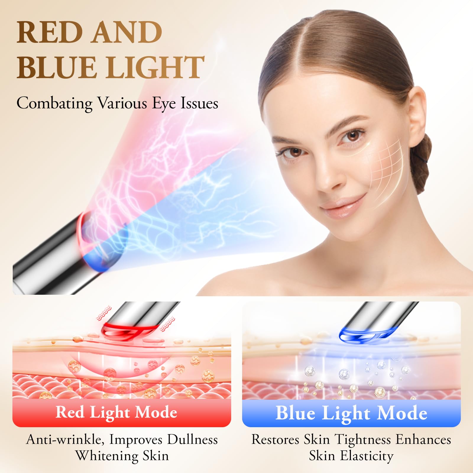 Augenmassagegerät,ANLAN 40±2℃ Gesichtsmassagegerät Eye Fresher Elektrisch EMS Gesicht Gerät LED Lichttherapie Facial Massager für augenringe entfernen,Face & Eye massager Anti Falten Anti Aging