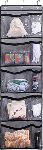 LONGTEAM Estantes colgantes de tela Oxford para colgar sobre la puerta, organizador para actividades diarias con 10 bolsillos, organizador para