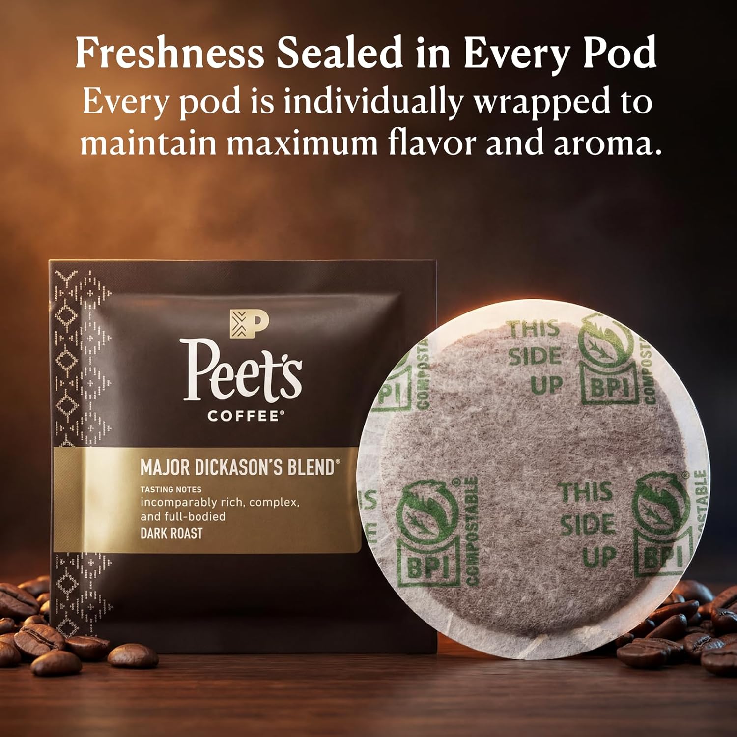 Peet’s Major Dickason’s Coffee Pods – 32 Count (2 Packs of 16) – Dark Roast with Bold, Rich Flavor and Smooth Finish – Compatible with Pelecom Coffee Machines – Peet’s Coffee Pods & Capsules