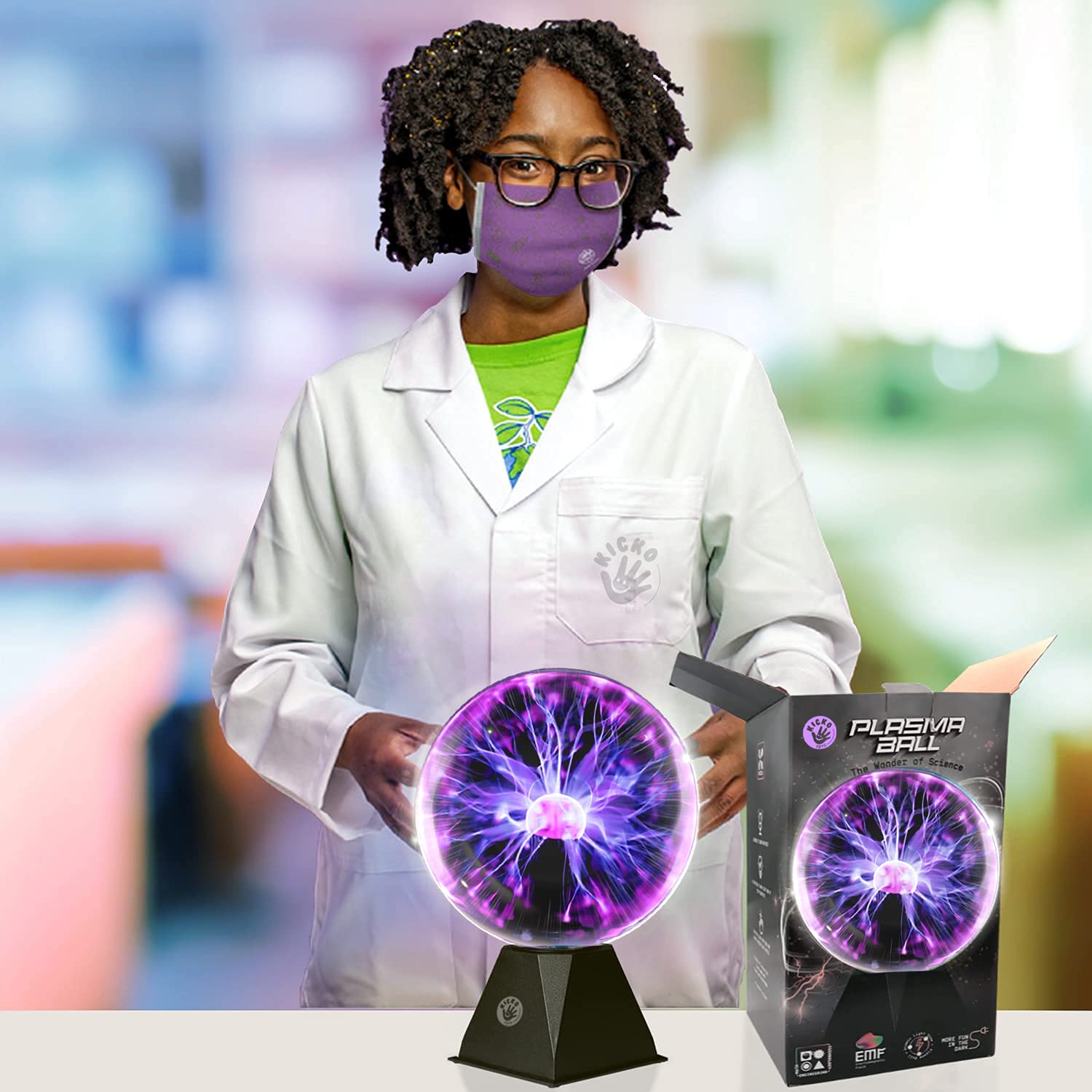 Plasma Ball Katzco 7 Inch Interactive Orange - Magic Light, Electricity,  Nebula, Thunder Lightning, Plug-in Lightning Lamp, image size:1500x1500