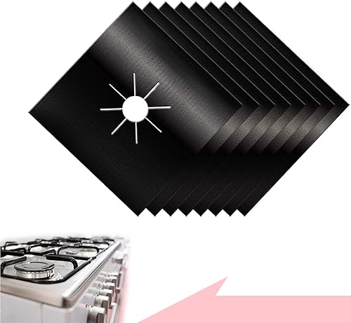 Forsisco Cubiertas para quemadores de estufa para protector superior de estufa, protector de estufa mejorado, cubiertas negras reutilizables para