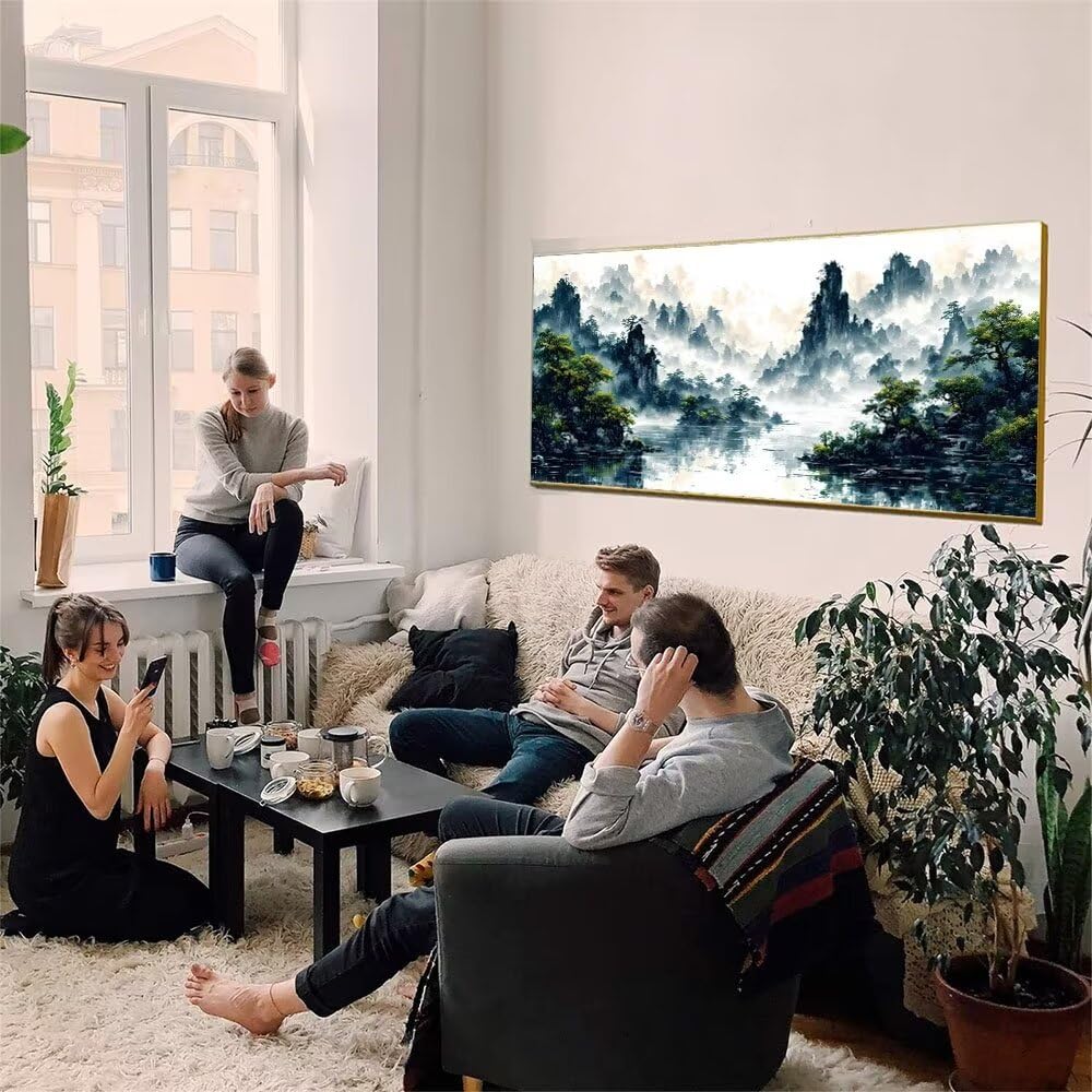 Malen Nach Zahlen Erwachsene xxl, Paint by Numbers Malen Nach Zahlen Landschaft, DIY Geschenk Art mit Pinseln und Acrylfarben Handgemalt Ölgemälde Leinwand für Home Décor, Ohne Rahmen 80x160cm W-221