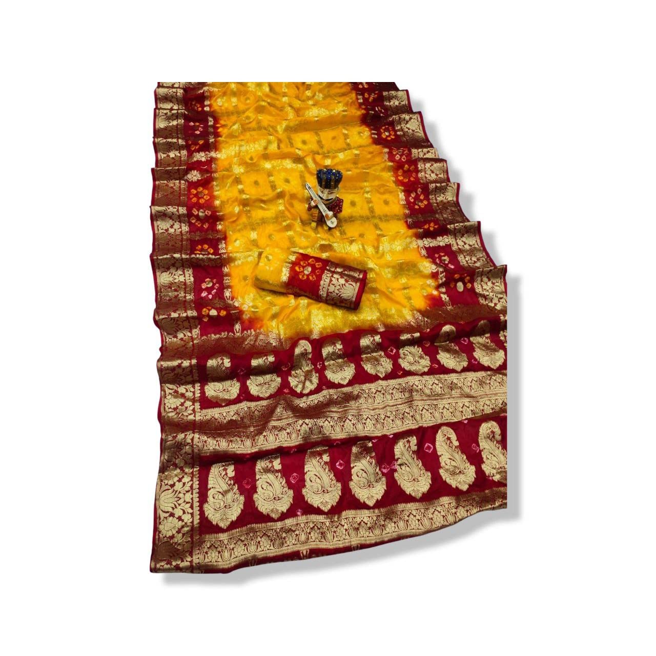PK HUBWomen's Bandhej Silk Saree with Zari Work
