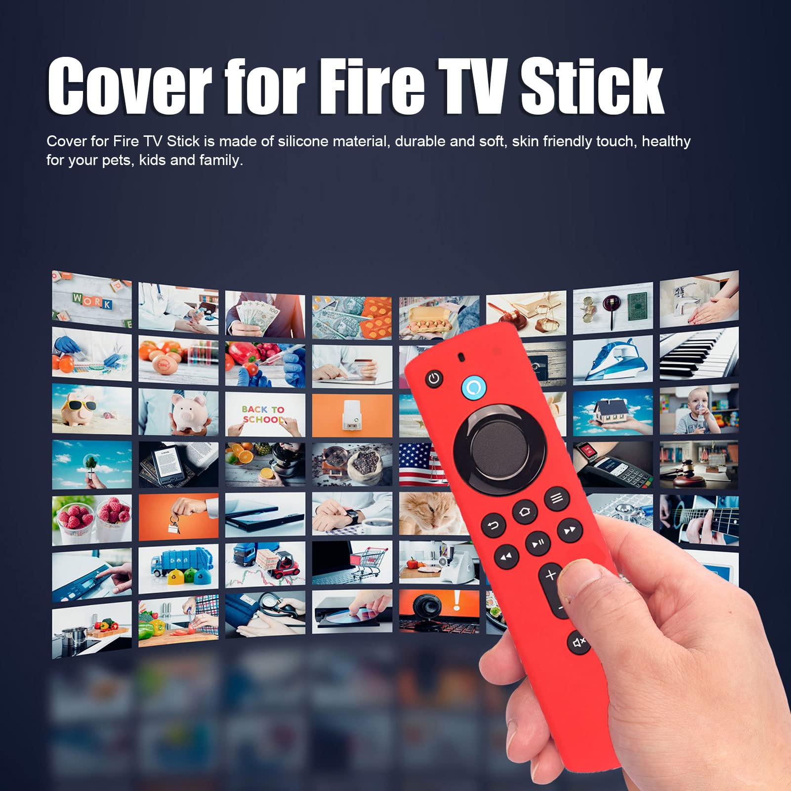 Funda Protectora para Fire TV Stick, Funda de Silicona Antideslizante para Mando a Distancia con Práctico Cordón, 3.ª Generación (Rojo)