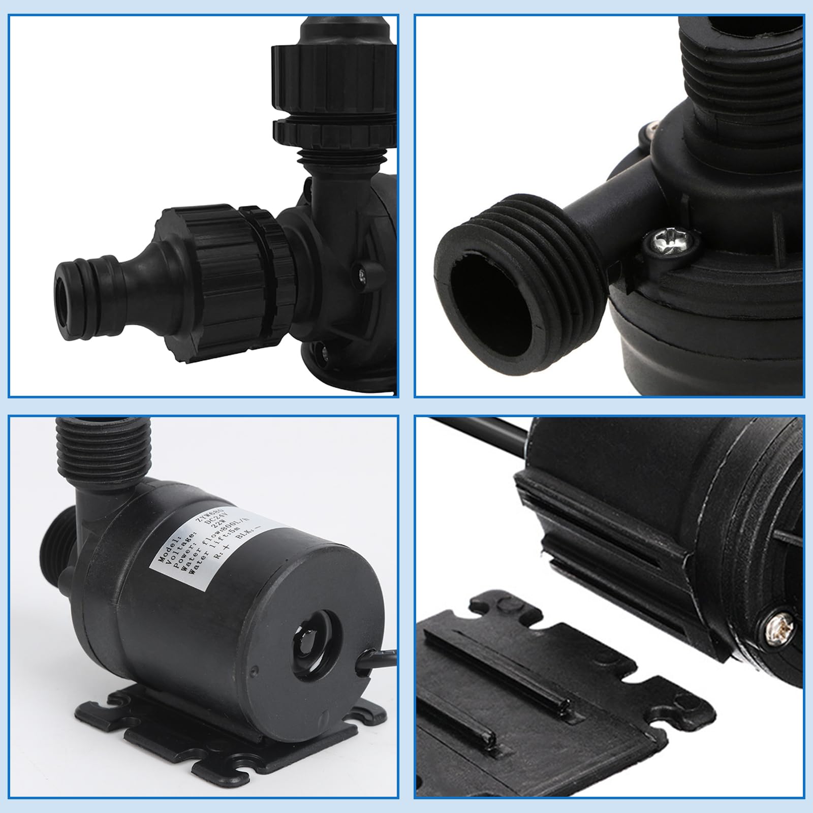Pompa per acqua Leikurvo, DC 12 V, 800 l/h, 5 m, senza spazzole, mini pompa sommersa in ceramica, per fontane, acquari, stagni, fontane idroponiche, moderna e compatta, nera