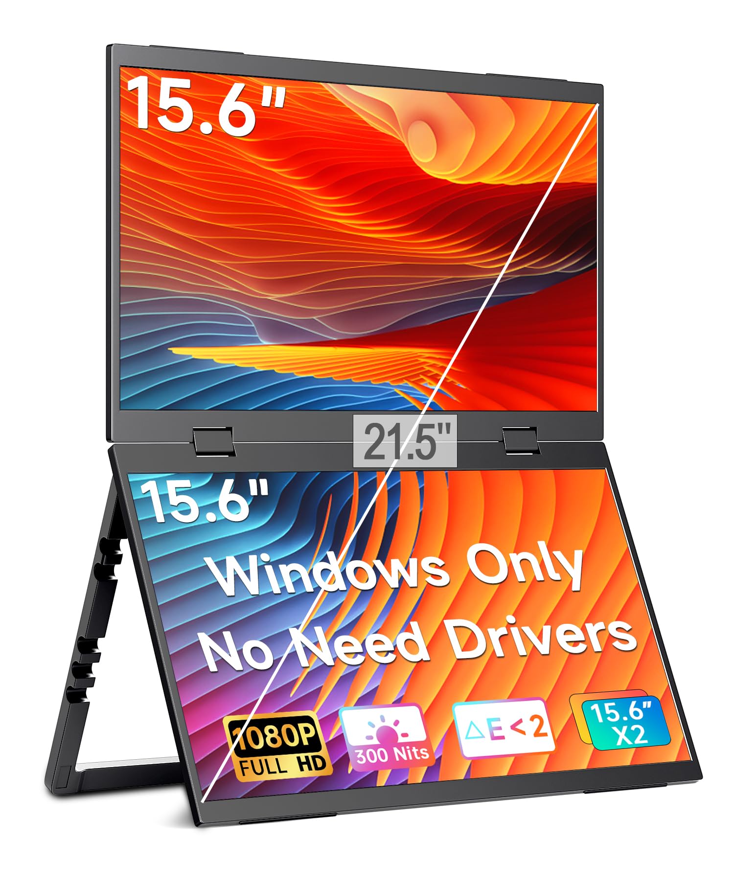 Photo 1 of LUMIPIX Portable Monitor 15.6" Foldable Dual Screen Plug & Play for PC/Android/Switch/Xbox/PS5 FHD 1080P HDR Foldable Travel Display with HDMI/USB-C Ideal for Gaming, Office & Outdoor