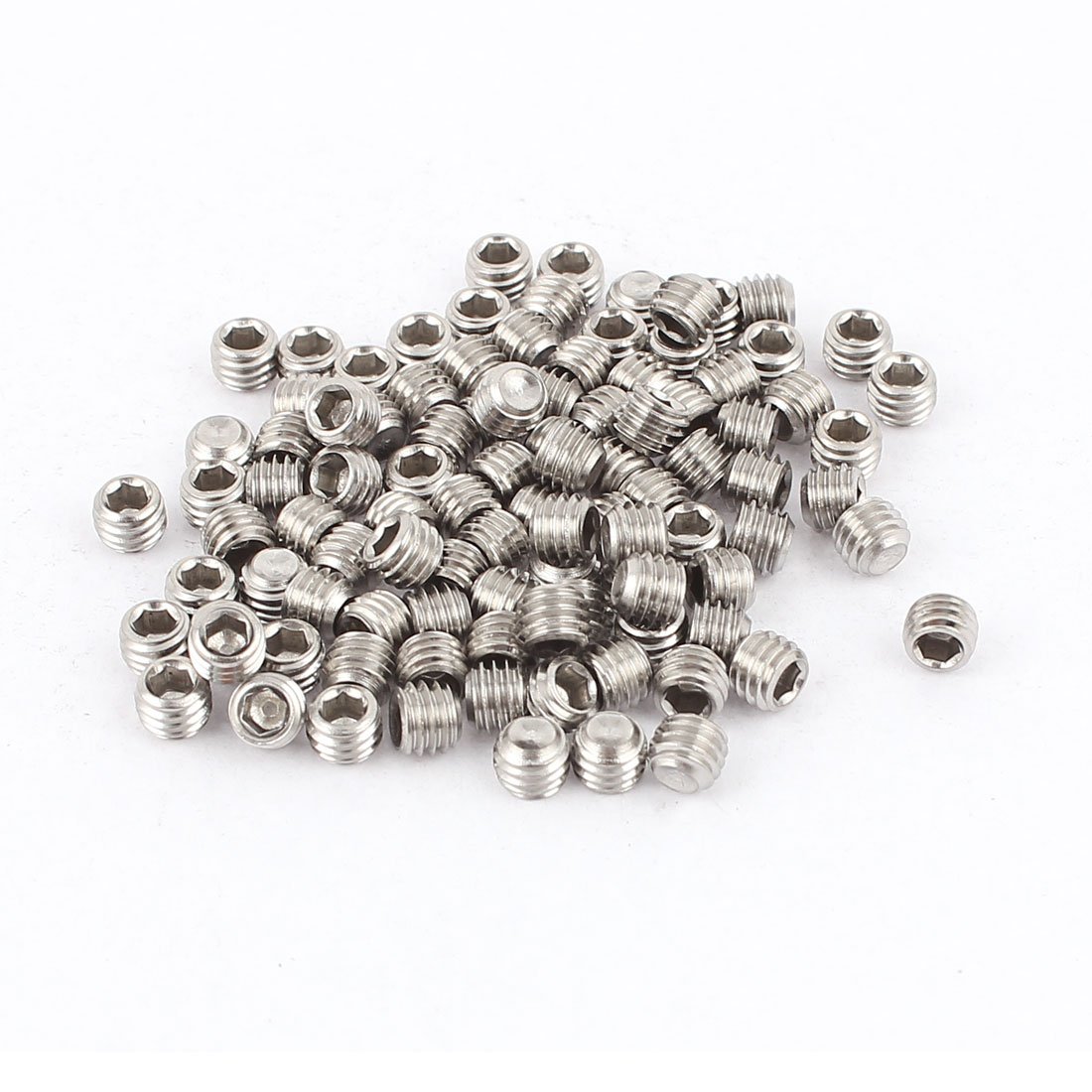 Uxcell Silver Sourcingmap M5x4mm Metric Stainless Steel Hex Socket Set Cup Point Grub Screws Tone For Towel Rack Door Knob 100Pcs