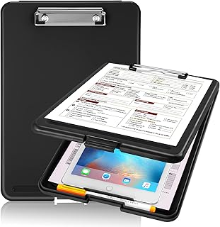 Sooez Clipboard with Storage, Plastic Storage Clipboard with Low Profile Clip, Heavy Duty Nursing Clipboards Foldable, Wat...