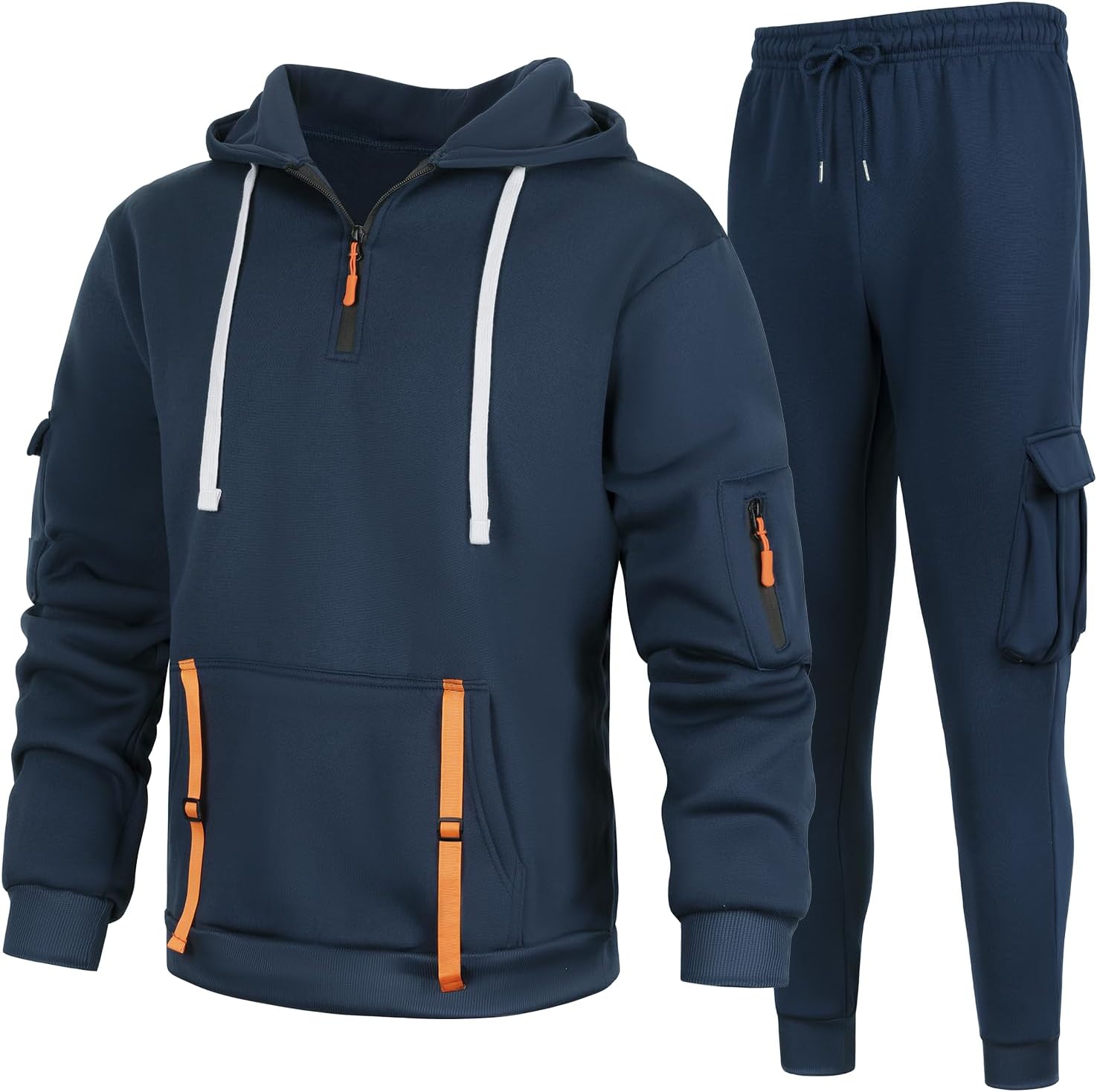 TOLOER Mens Track Suits 2 Piece Set Quarter Zip Hoodie Outdoor Sweat Suits