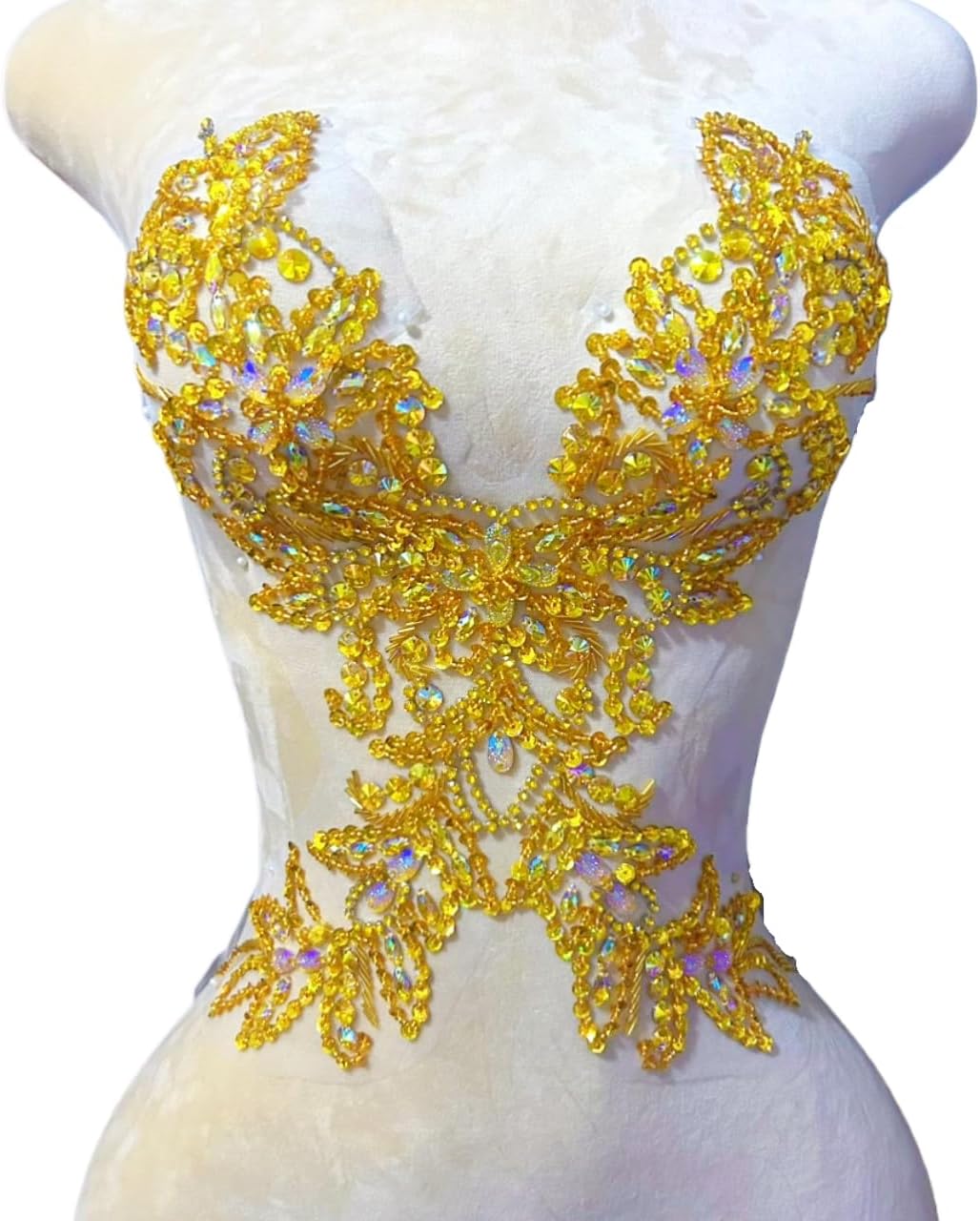 Hand Sewing Designer DIY Appliques Patches Sew On Resin Acrylic Crystals Stones Rhinestones for Wedding Dress Prom Dance Party Clothes Crafts (Yellow)