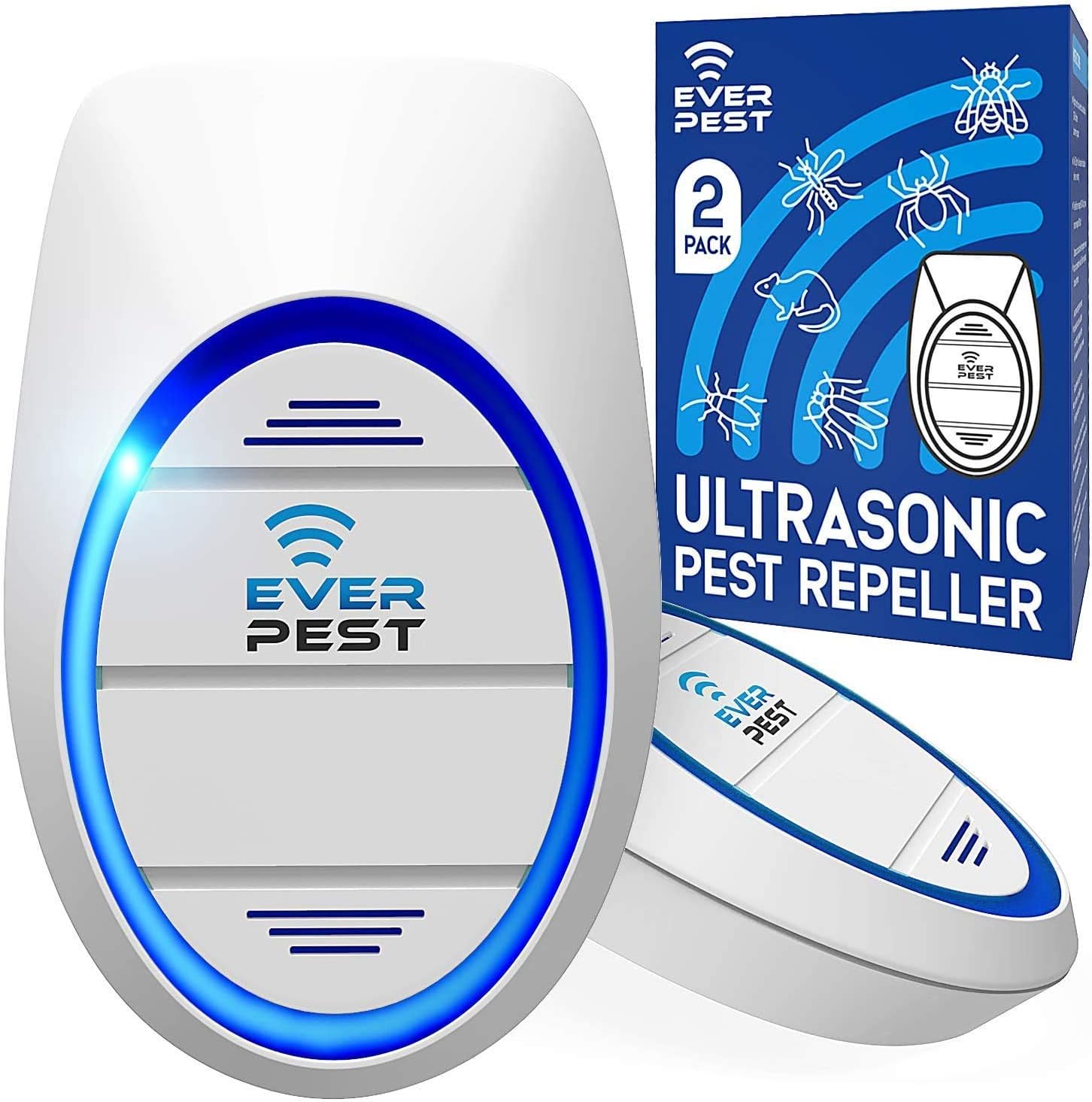 Ultrasonic Pest Repeller - Electronic Insect Control Defender 2 Pack Roach Bed Bug Mouse Rodent Mosquito Killer - Indoor Reject Repellent - for Cockroach Ants Scorpion Spider Flea Rat tick Removal : Patio, Lawn & Garden