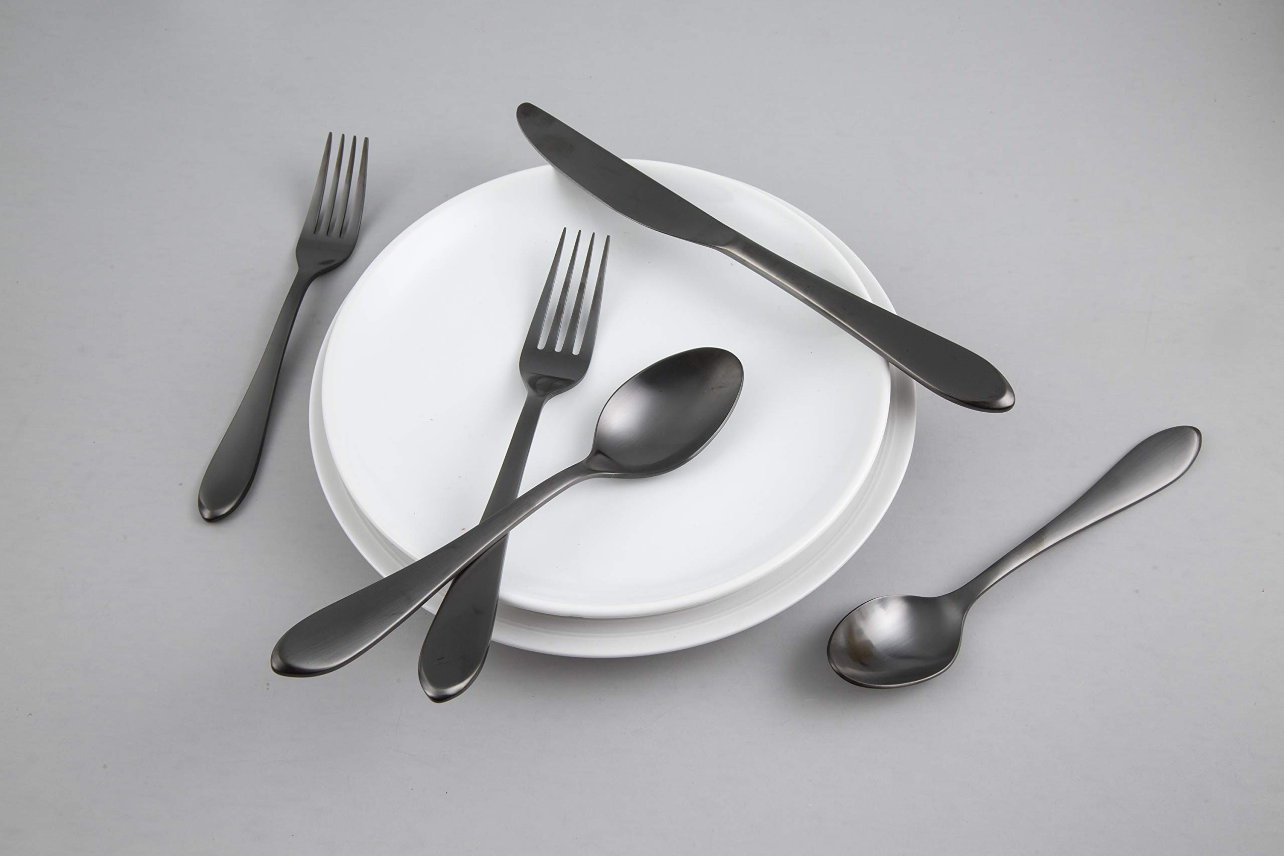 Fiesta Maraca Black Satin 20 Piece Flatware Set, Service for 4, silver