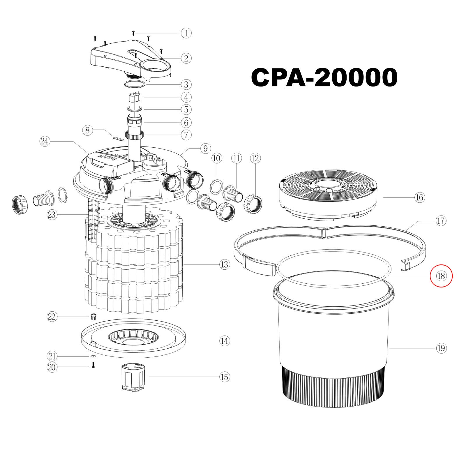 SunSun część zamienna do ciśnieniowego filtra do oczka wodnego CPF-20000/50000 O-ring 421 x 7,5 mm, ciśnieniowy filtr do oczka wodnego z lampą UVC, wydajny system filtracyjny do oczka wodnego