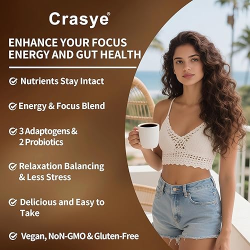 Miniatura 7 de Café orgánico de hongos con bajo contenido de cafeína, 11 superalimentos, café instantáneo con ashwagandha, shilajit, melena de león, reishi, chaga