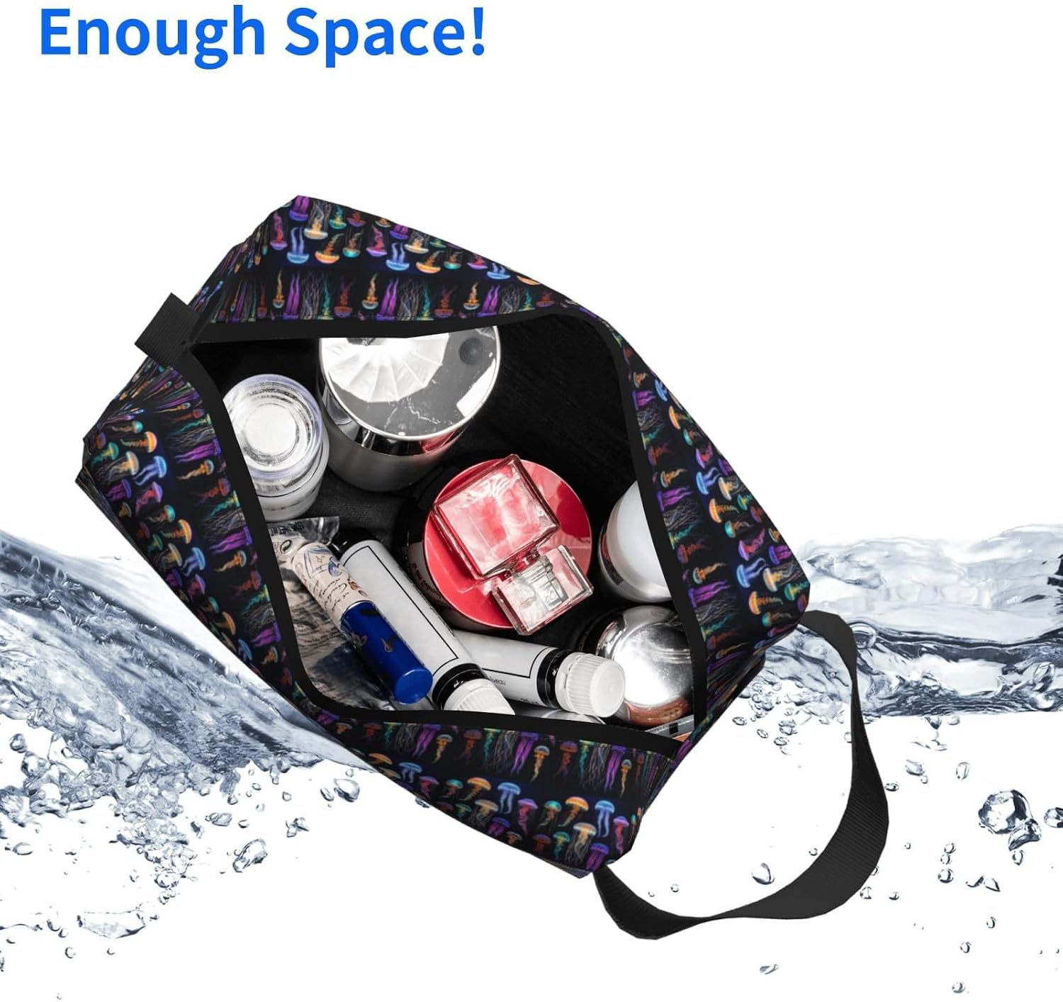 Jellyfish ocean Print Large Capacity Travel Toiletry Bag for Women Men Cosmetic Pouch Daily Organizer image 5