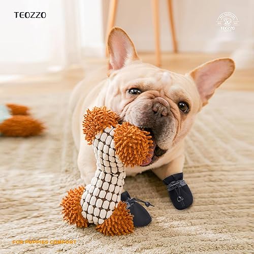 Miniatura 2 de TEOZZO - Botas para perros, protector para almohadillas, zapatos antideslizantes para invierno con correas reflectantes para perros pequeños y