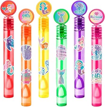 Mermaid Party Favors for Kids 24PCS Under-The-Sea Mini Bubble Wands, Great for Birthday Supplies, Pinata Fillers, Goodie Bags & Classroom Rewards