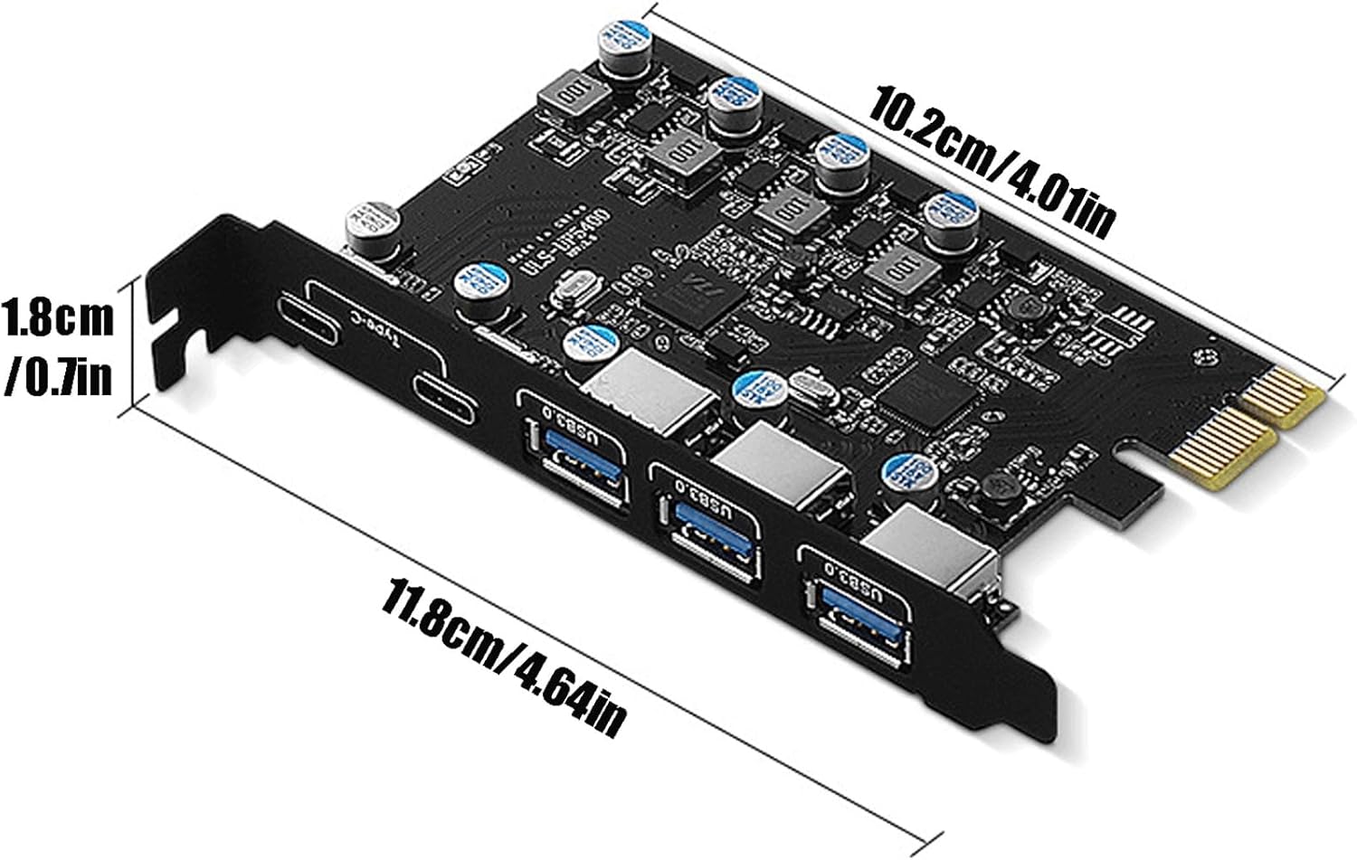 5 Port 5 Gbps Speed PCI-E to USB 3.0 HUB PCI Express Expansion Card Adapter USB3.0 Express Card for Laptop 3 USB3.0 2 Type C 15pin with High Speed Data Transfer